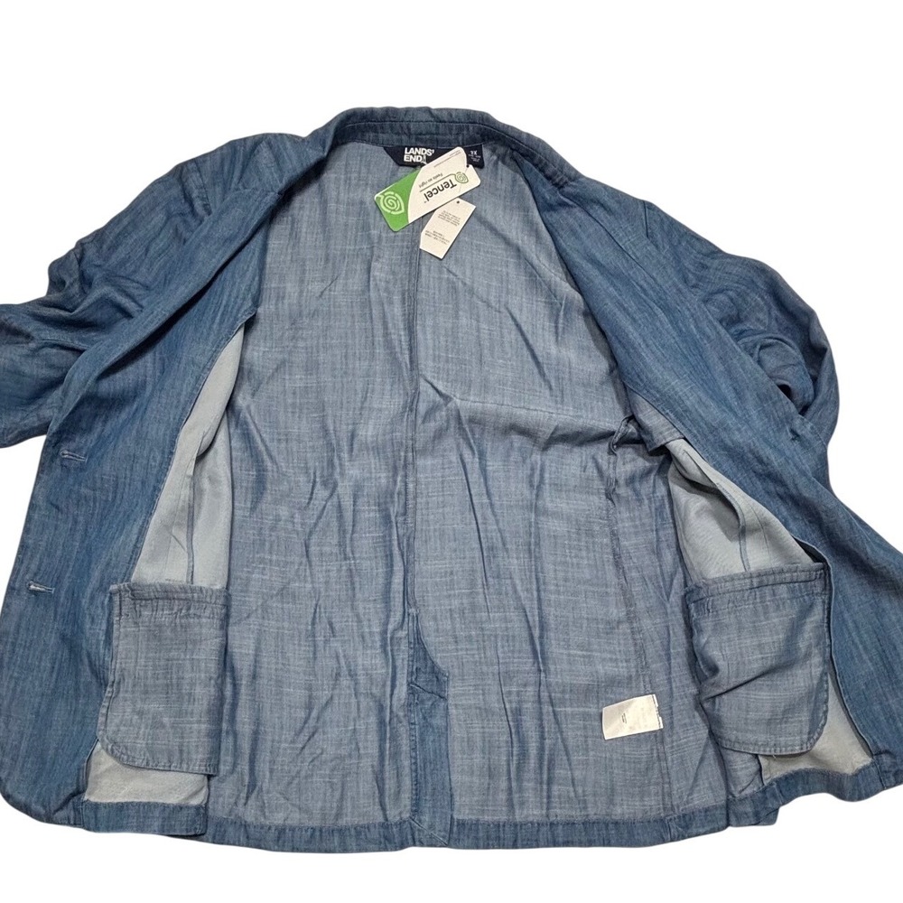 Lands End Womens 2X Blue Tencel Lyocell Chambray Blazer Jacket NWT 20W-22W - Picture 2 of 6